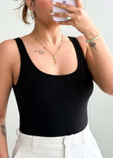 Size S-M, Black Scoop Neck Sleeveless Top - Closet by Payal