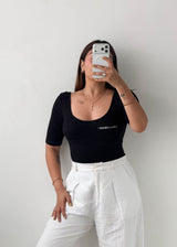 Size XS-S Black Half Sleeve Bodysuit