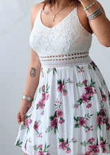 Size S-M Cotton Lace & Floral Fit Mini Dress