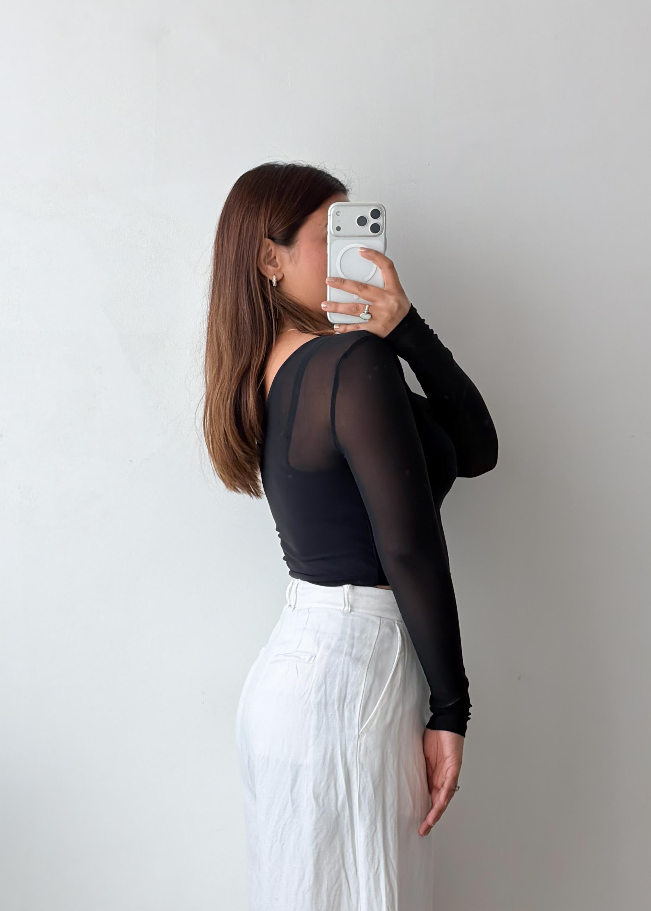 Size XS-M Black Wrap style V-Neck Top
