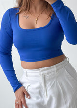 Size S-M Royal Blue Square Neck Crop Top