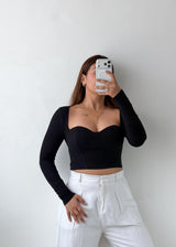 Size XS-S Black Sweetheart Corset Crop Top