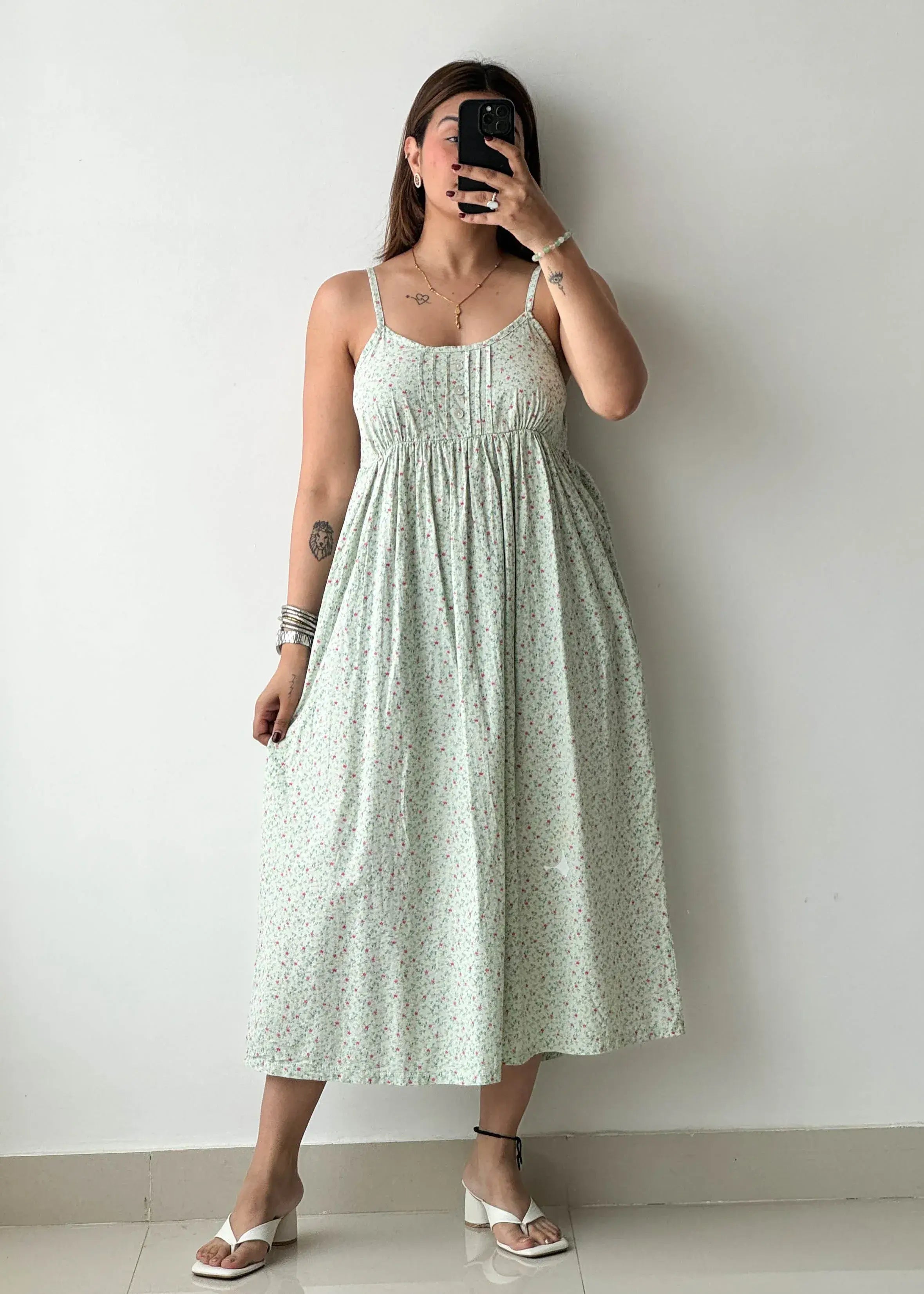 SIZE S-M, Cotton Printed Midi Dress - Closet by Payal