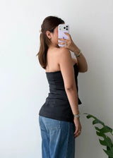 SIZE XS-S, Black Corset Style Strapless Top