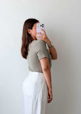 Size L Sage Button Detail Bodysuit