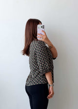Size S-M Black Geometric Printed Top
