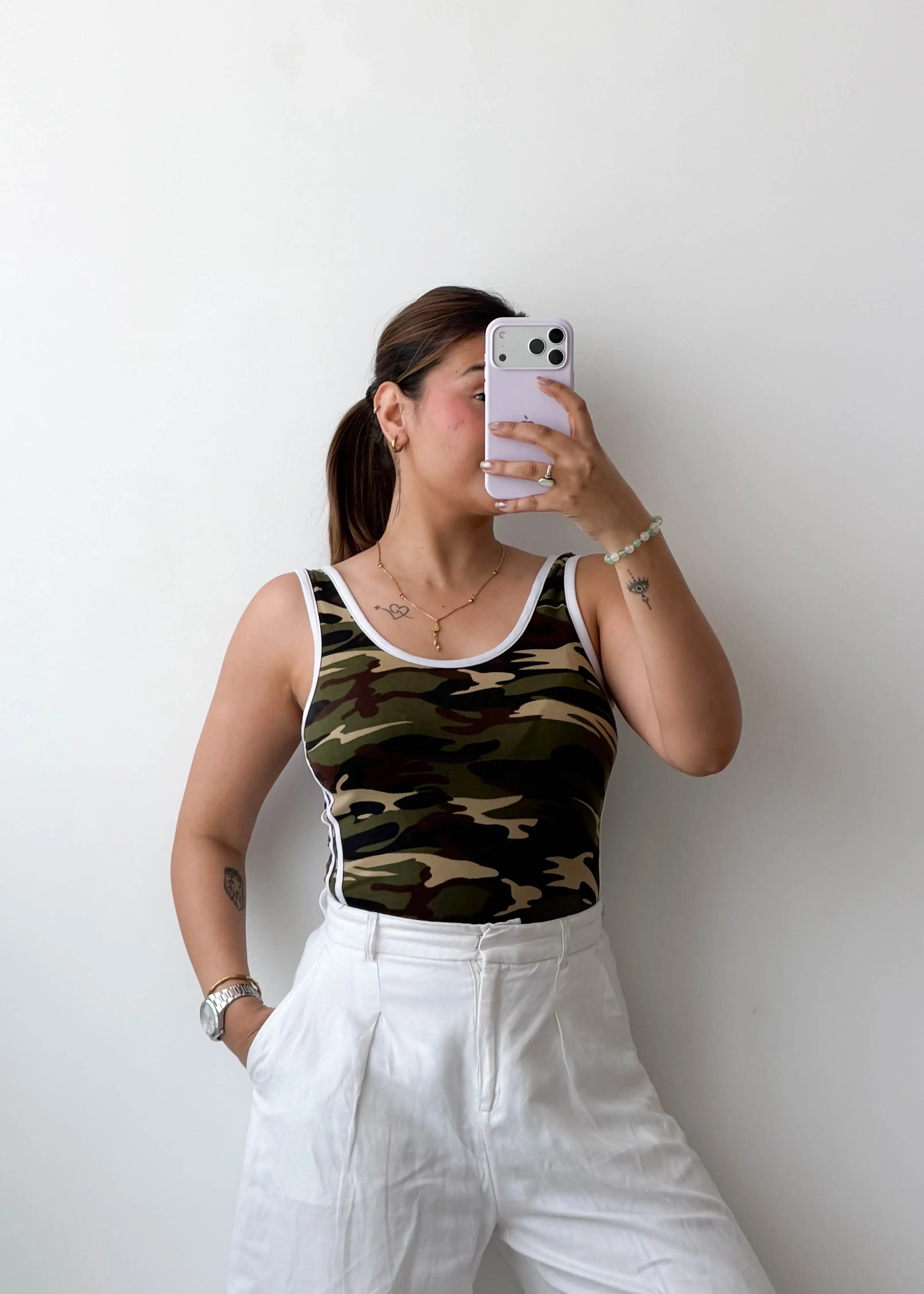 Size M-L Camouflage Tank Bodysuit