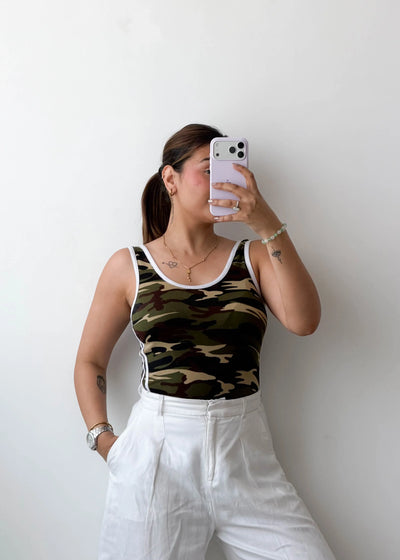 Size M-L Camouflage Tank Bodysuit