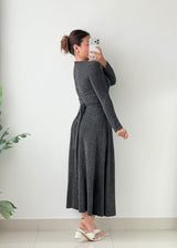 Size S-M Charcoal Heather Fit & Flare Maxi Dress