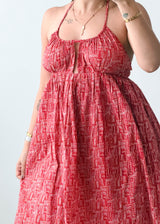 Size M Coral Printed Halter Mini Dress