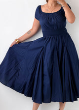 Size M-L Navy Fit & Flare Midi Dress