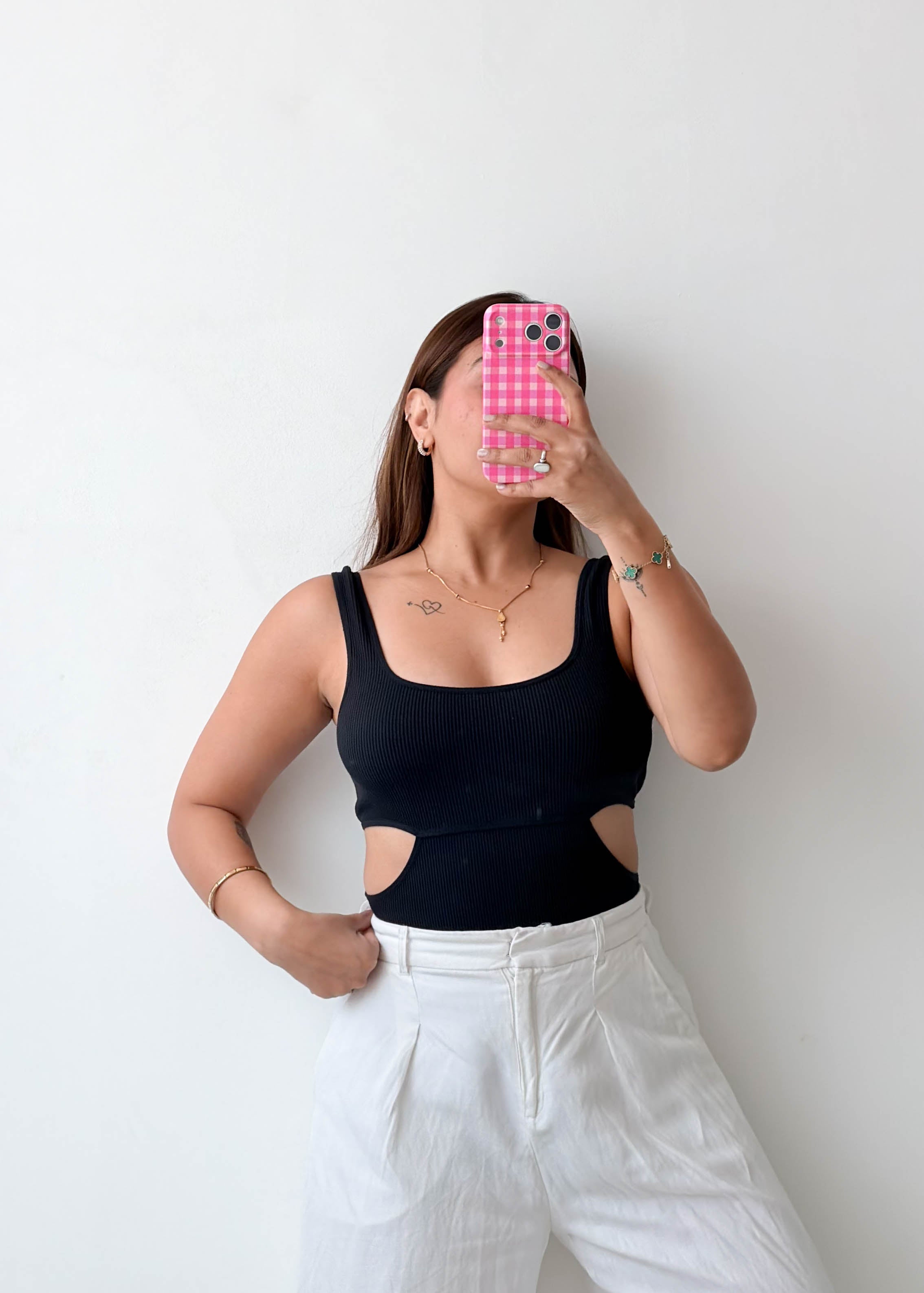 Size M-L Black Cutout Bodysuit