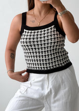 Size M-L Black & White Crochet Knit Tank Top
