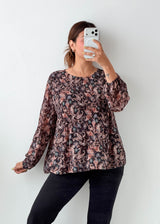 Size M-L Brown Paisley Print Blouse