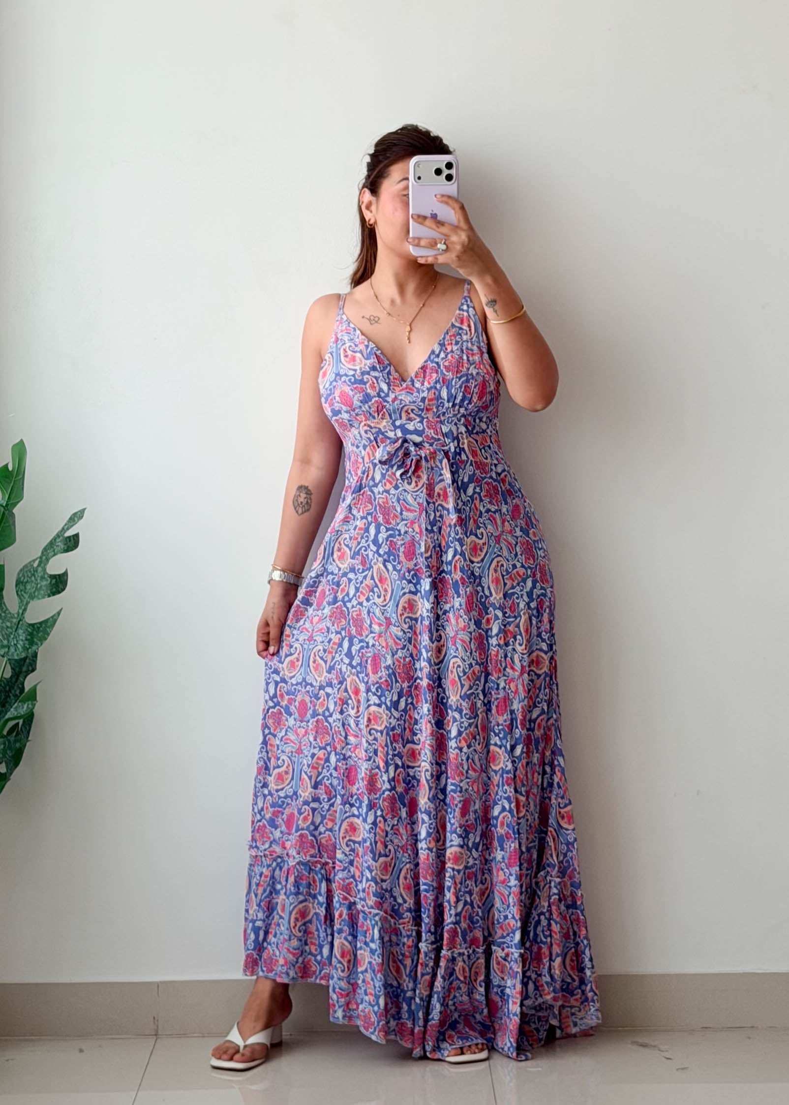 Size M-L Blue Paisley Maxi Dress