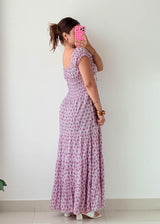 Size S & M Pink Floral Smocked Maxi Dress