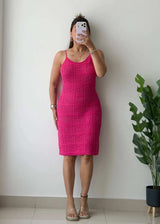 Size L-XL, Pink Crochet Midi Dress