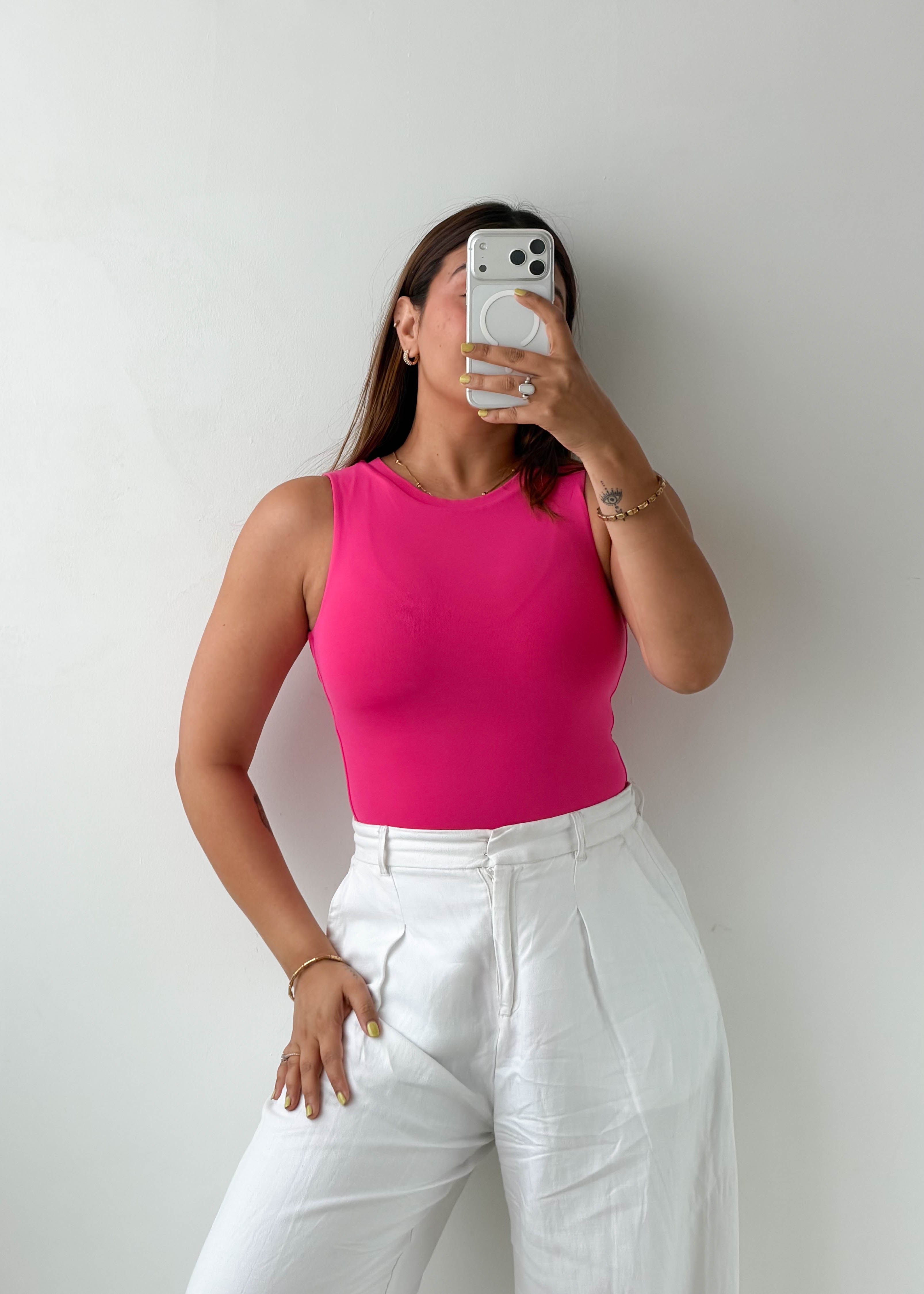 Size XS-S Hot Pink Sleeveless Bodysuit