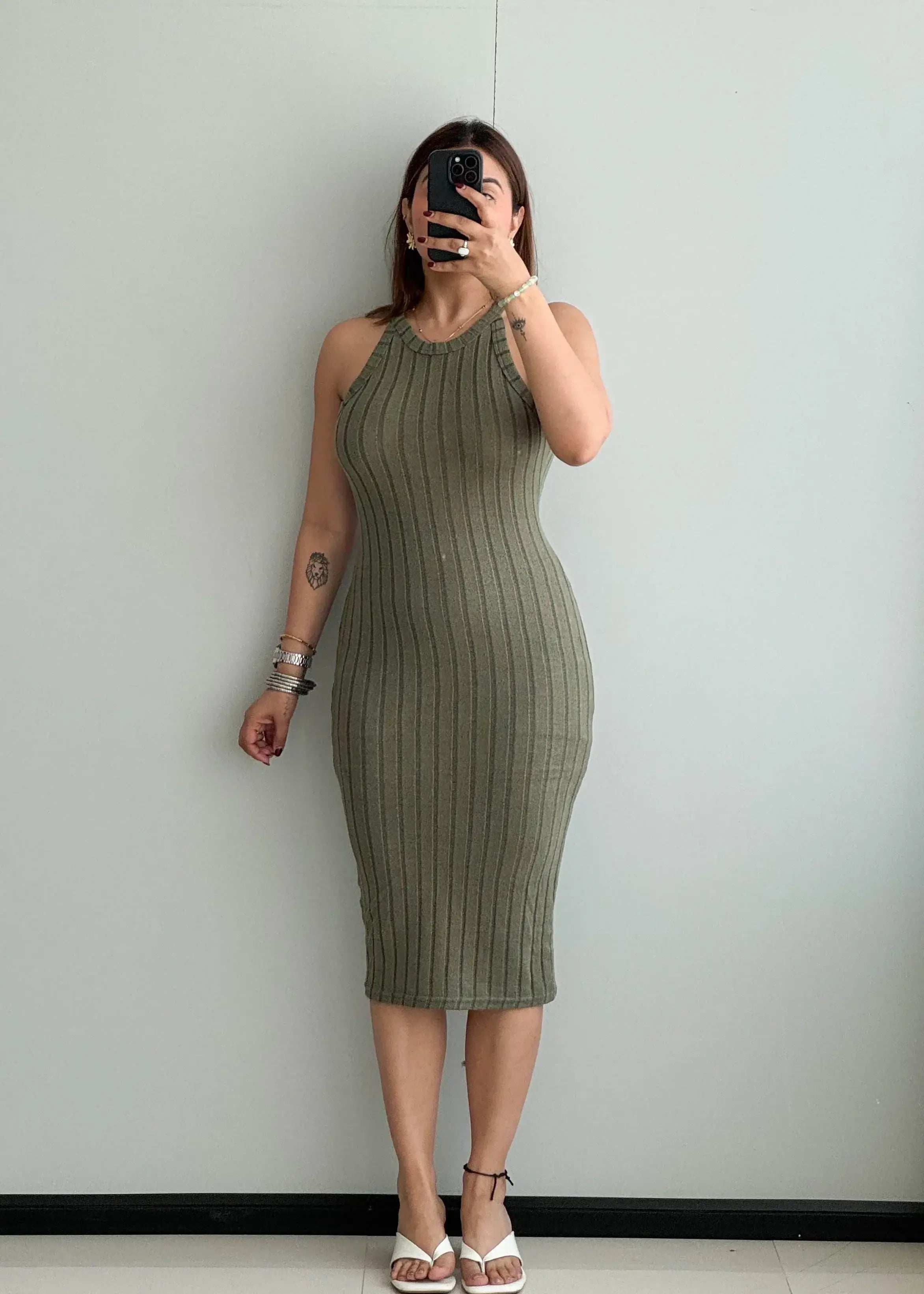 SIZE M-L, Pretty Green Bodycon Dress - Closet by Payal