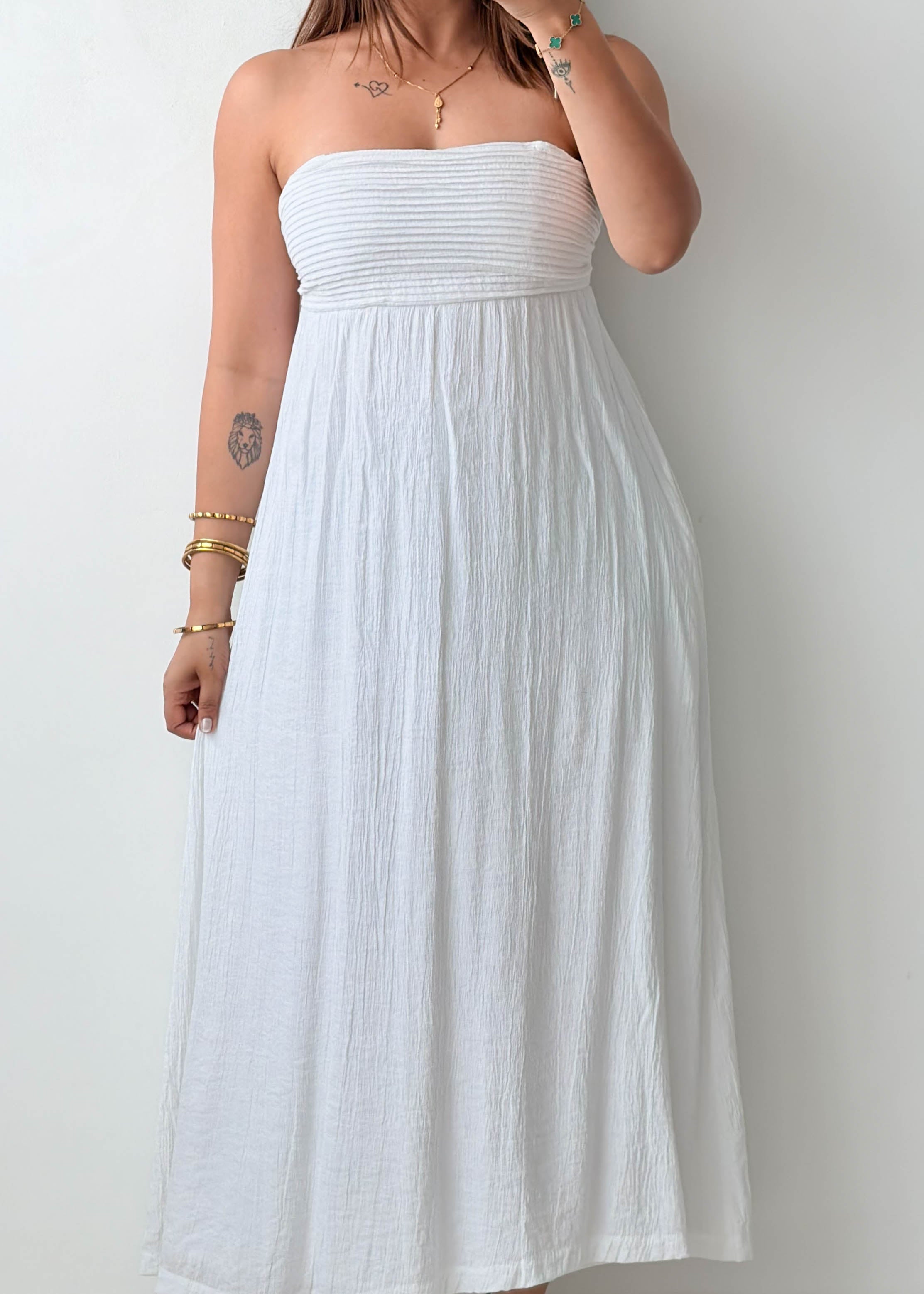 Size L White Smocked Maxi Dress