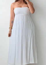 Size L White Smocked Maxi Dress
