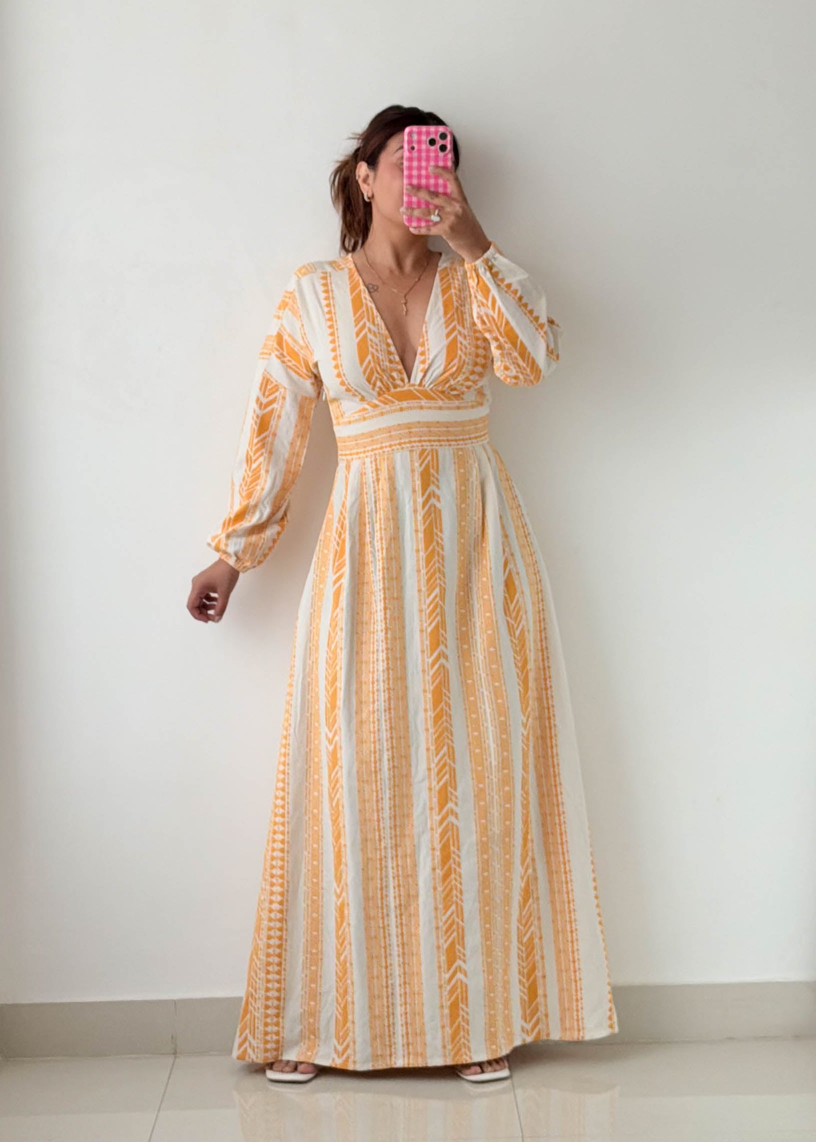 Size S Yellow Stripe Maxi Dress