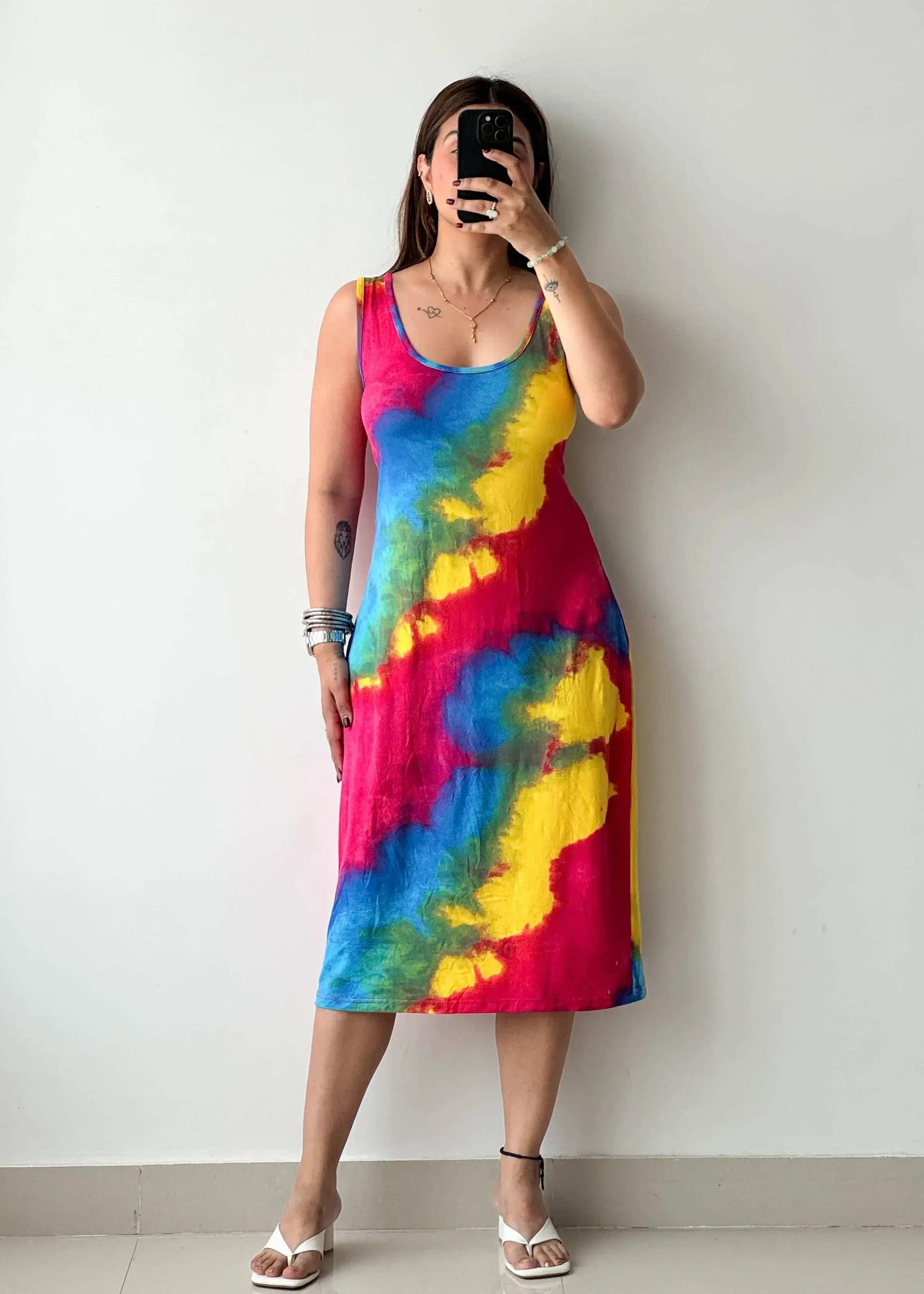 SIZE L-XL, Cotton Printed Midi Dress - Closet by Payal