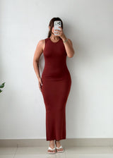 Size S-M Rust Ribbed Knit Maxi Dress