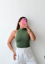 Size S Olive High Neck Bodysuit