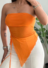 Size S-M, Pretty Orange Tube top - Closet by Payal