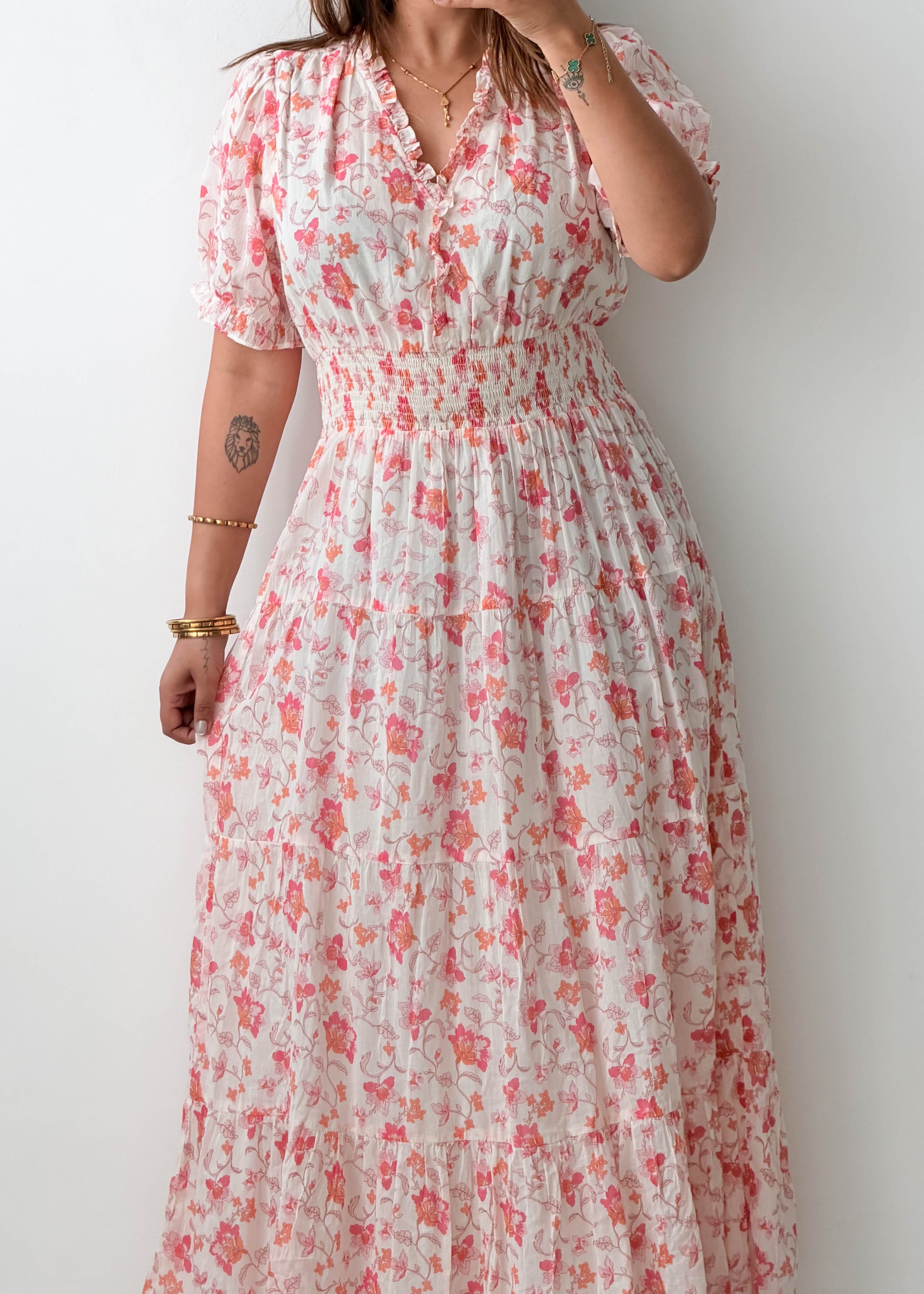 Size M-L Pink Floral Maxi Dress