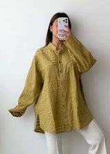 Size XL-2XL Olive Textured Button Shirt