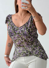 Size M-L Purple Floral Asymmetrical Top