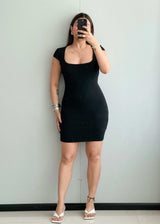 SIZE S-M, Solid Bodycon Mini Dress - Closet by Payal
