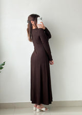 Size M-L Chocolate Brown Knit Maxi Dress