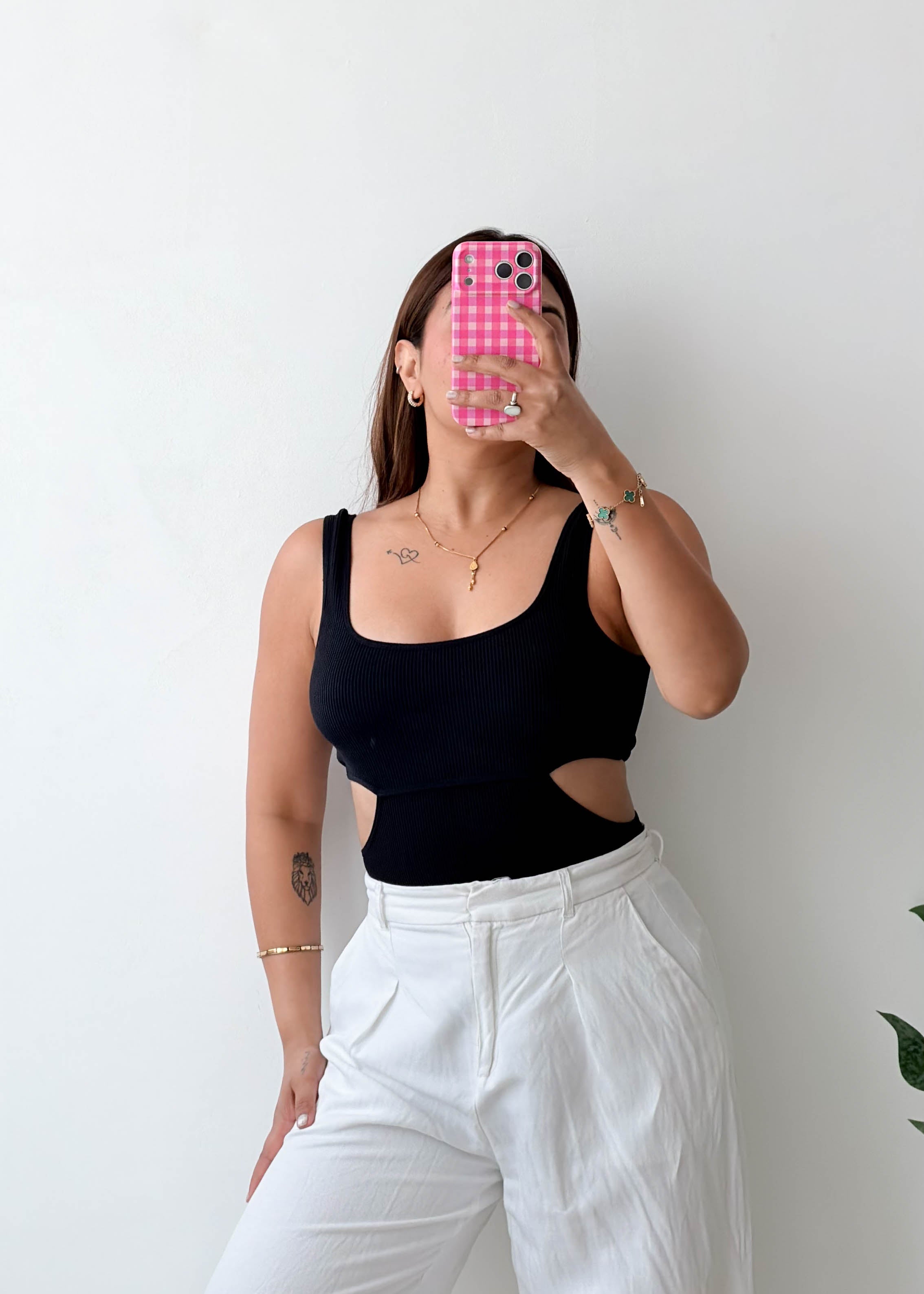 Size M-L Black Cutout Bodysuit