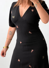 Size S Black Embroidered Maxi Dress