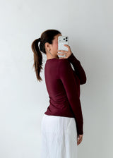 Size M-L Burgundy Square Neck Top