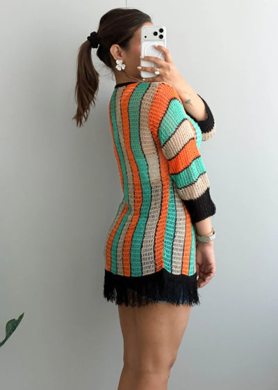 Size S-M, Striped Crochet Cardigan - Closet by Payal