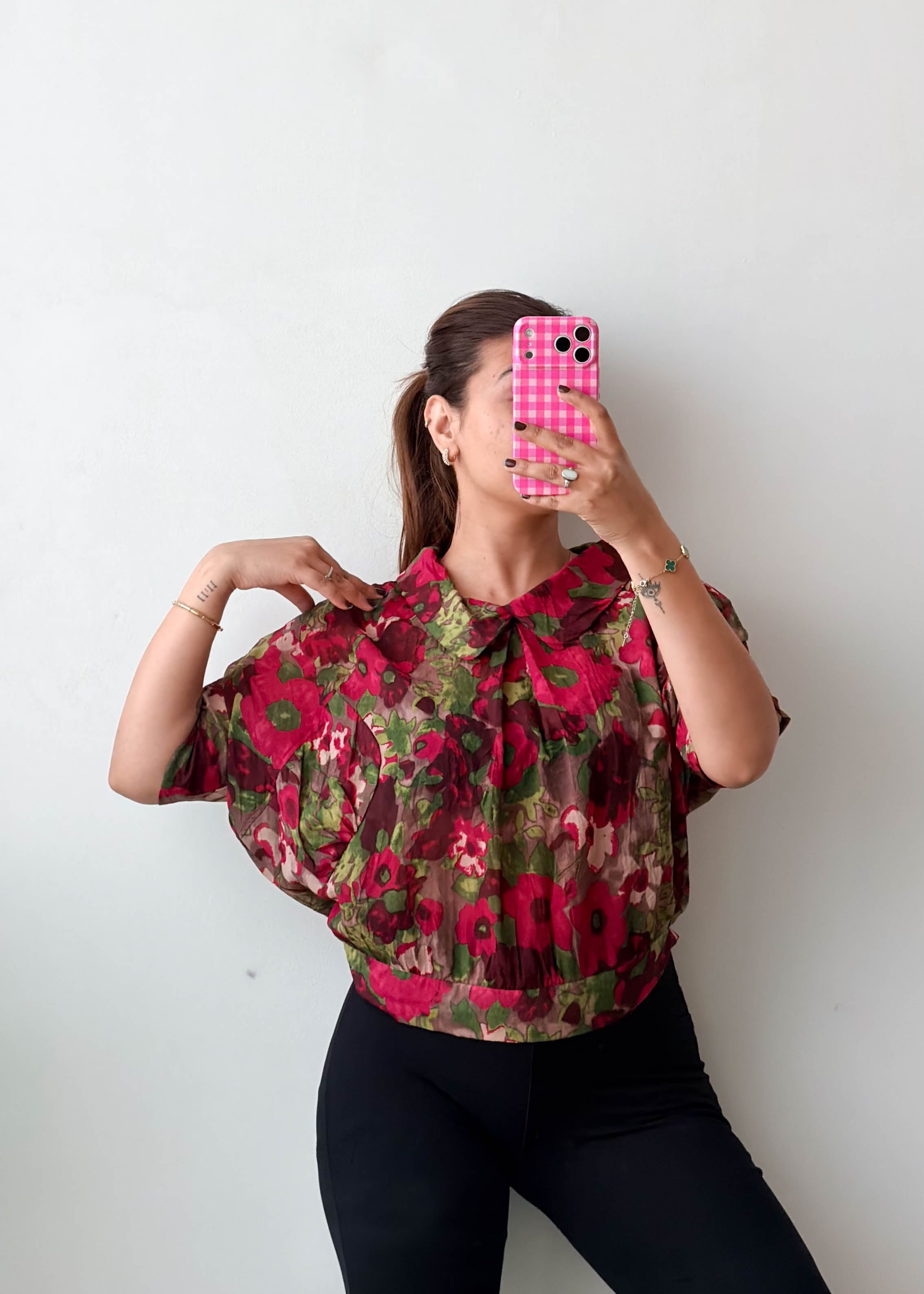 Size XS-S Red Floral Blouse