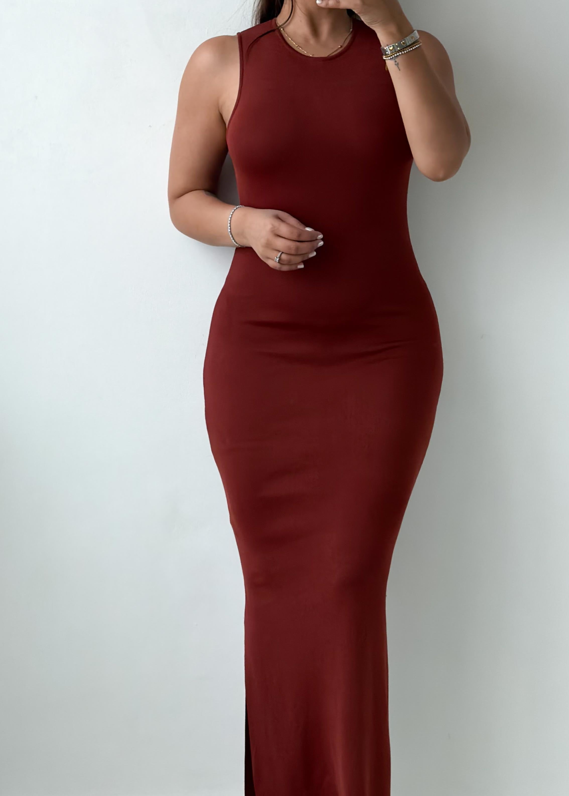Size S-M Rust Ribbed Knit Maxi Dress