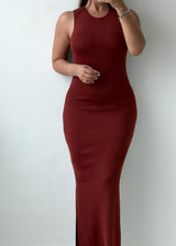 Size S-M Rust Ribbed Knit Maxi Dress