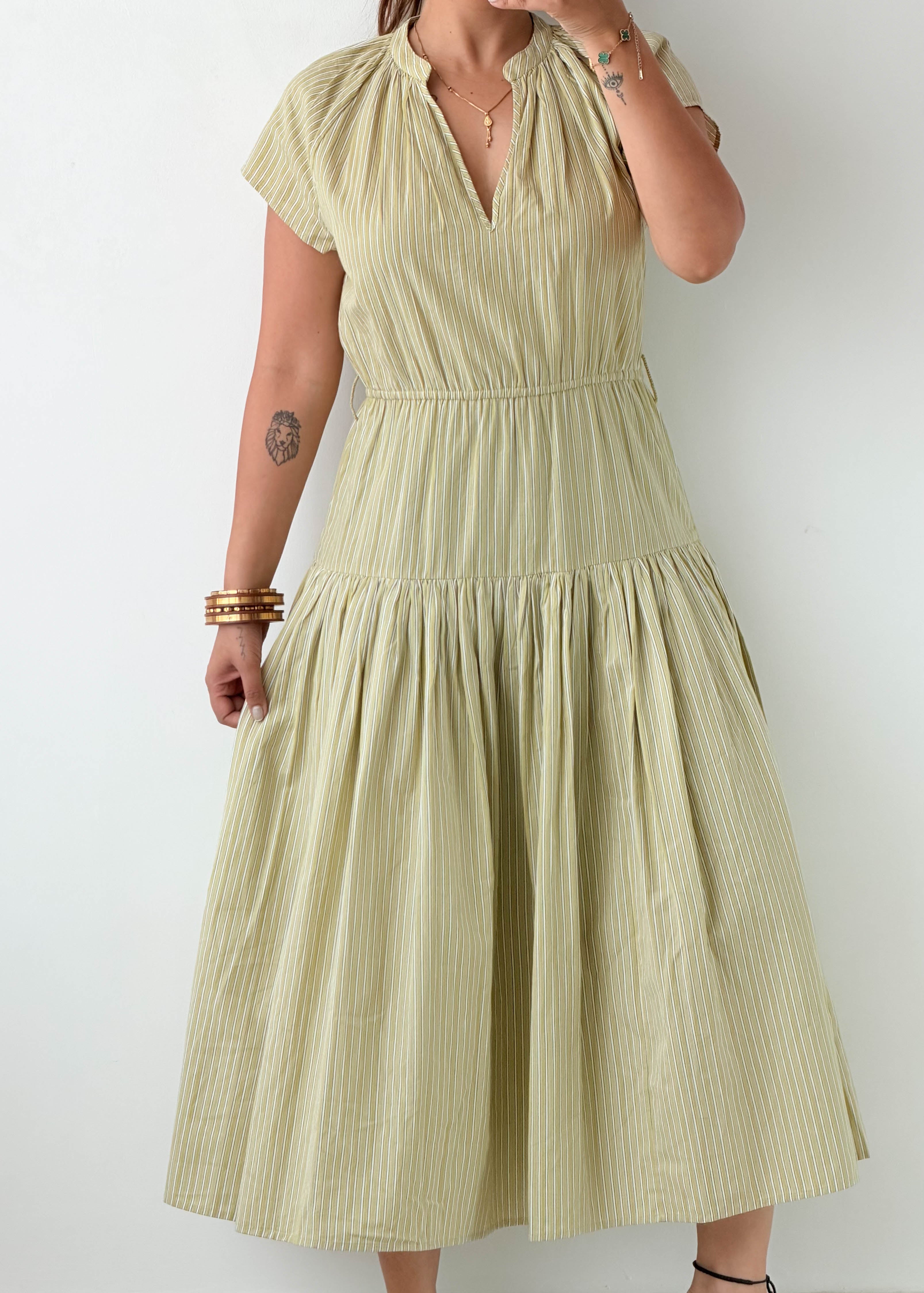 Size S-M Sage Green Tiered Midi Dress