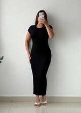 Size S-M Black Ribbed Knit Maxi Dress