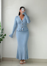 Size S-M Powder Blue Ribbed Knit Maxi Dress