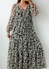 Size XS to L Black Floral Printed Maxi Dress