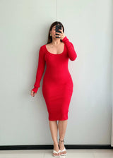 SIZE XS-S, Cotton Ribbed Bodycon Dress - Closet by Payal