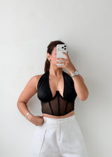 Size XS-S Black Sheer Corset Top