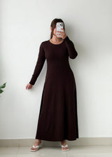 Size M-L Chocolate Brown Knit Maxi Dress