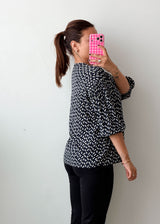 Size M-L Black White Printed Top